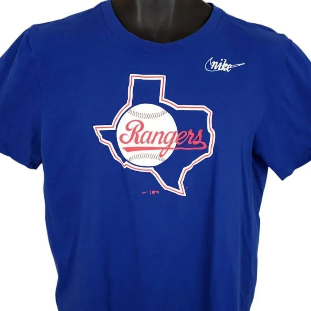 Texas Rangers Nike T Shirt Mens Size Medium Blue MLB Baseball